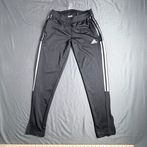 Adidas Men Small Jogger Sweatpants Black/White Pants Stripes Zip Ankle Athletic